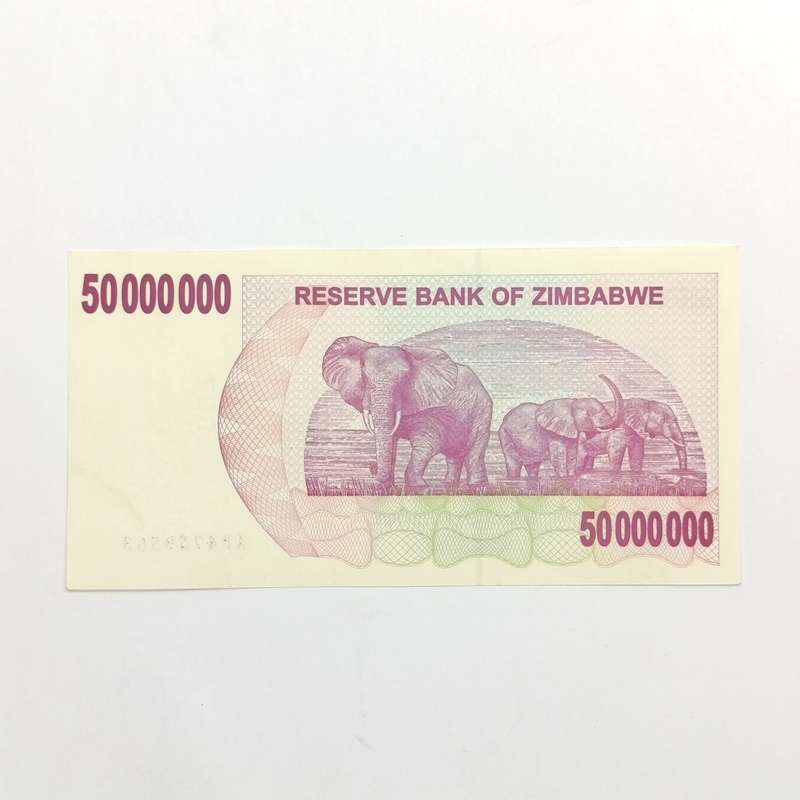 Zimbabwe 50 Million dollars bearer cheque issued 2-4-2008 3x consecutive numbered uncirculated notes