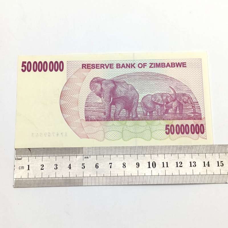 Zimbabwe 50 Million dollars bearer cheque issued 2-4-2008 3x consecutive numbered uncirculated notes