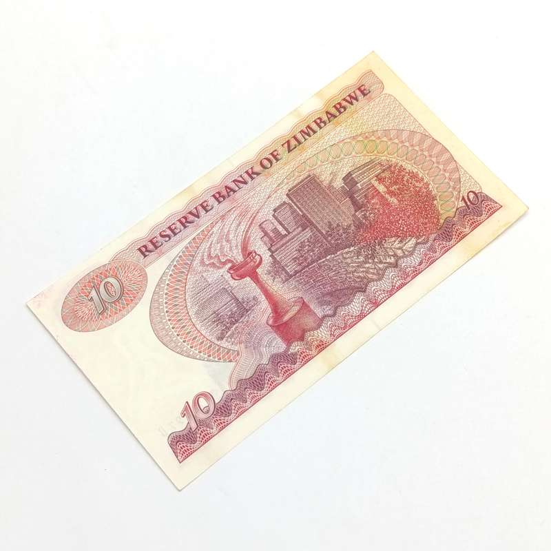 Zimbabwe $10 Salisbury 1980 uncirculated banknote - yellow discoloring