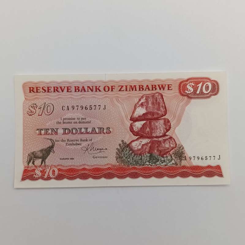 Zimbabwe $10 banknote Harare 1983 uncirculated