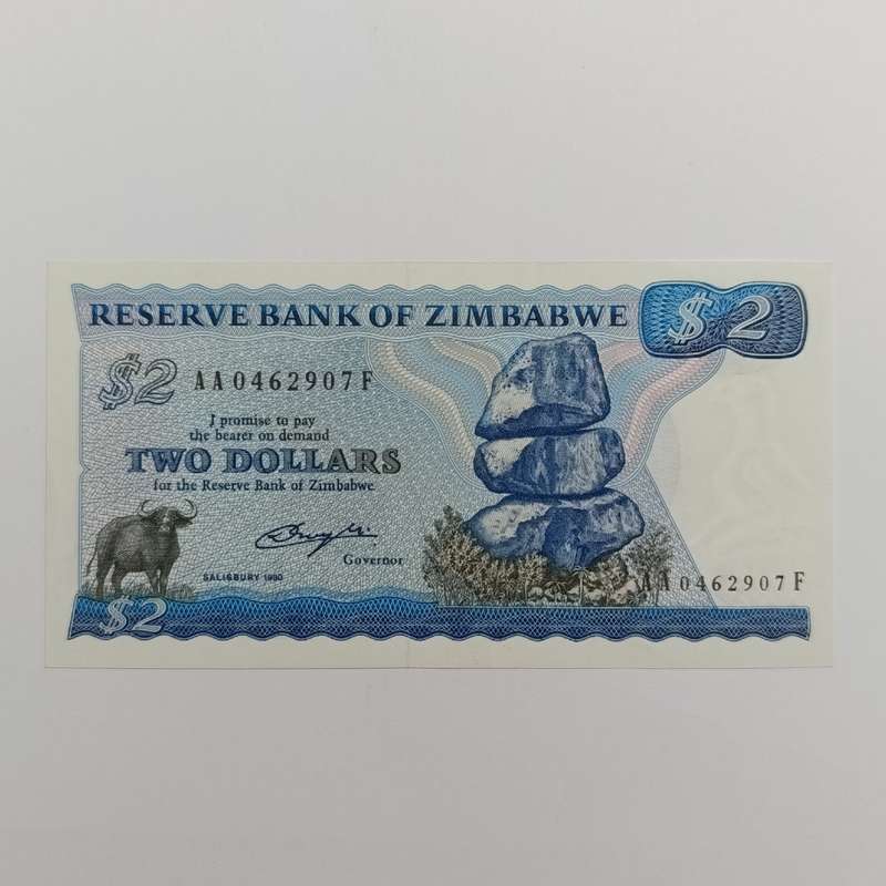Zimbabwe $2 Salisbury 1980 uncirculated AA note