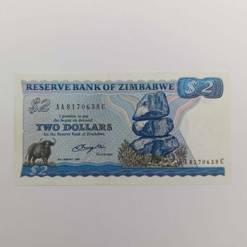 Zimbabwe $2 banknote Salisbury 1980 uncirculated