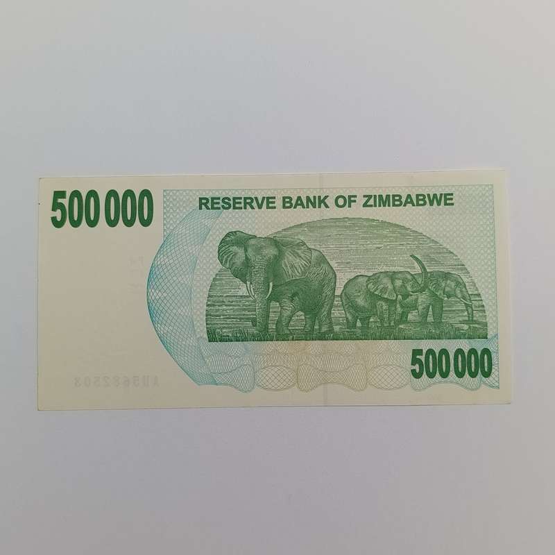Zimbabwe $500 000 Bearer cheques issued 1 July 2007 uncirculated pair with consecutive numbers