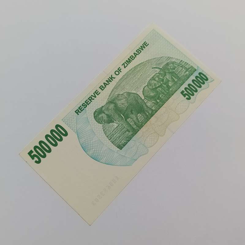 Zimbabwe $500 000 Bearer cheques issued 1 July 2007 uncirculated pair with consecutive numbers