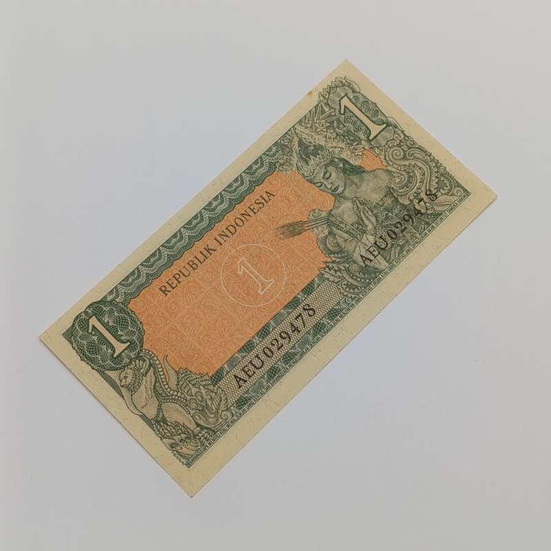 Indonesia 1 Rupiah banknote 1961 Green Borneo issue AU+