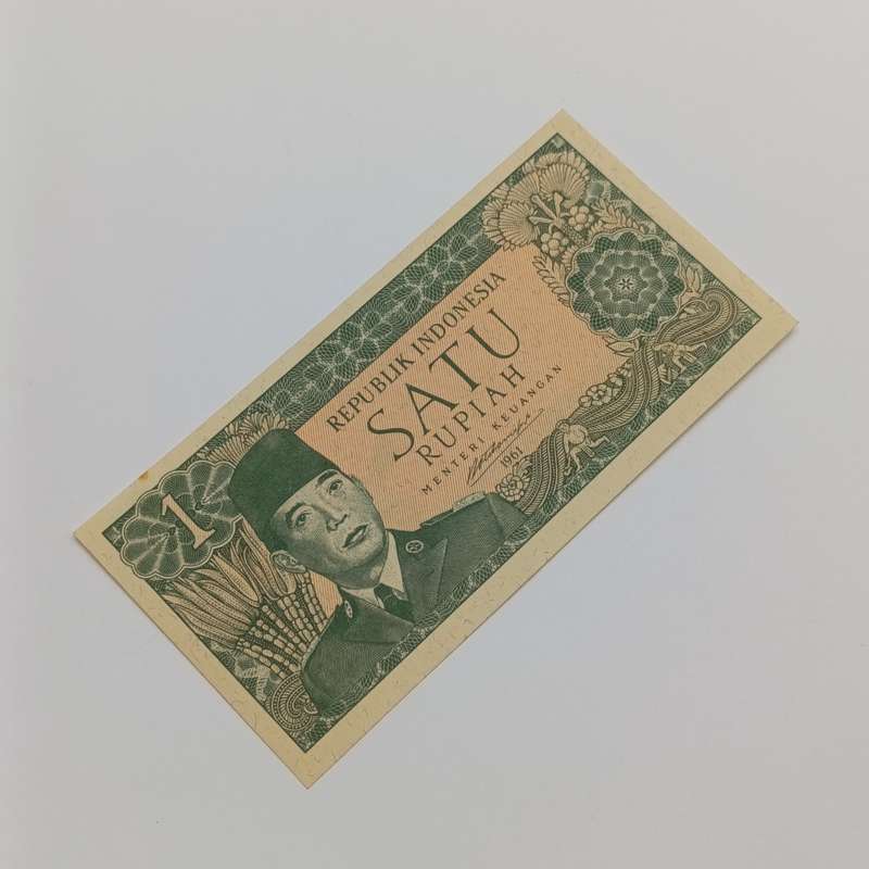 Indonesia 1 Rupiah banknote 1961 Green Borneo issue AU+