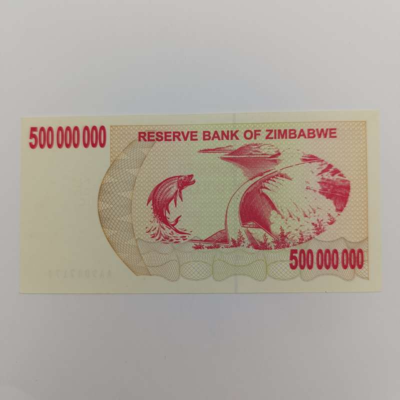Zimbabwe 500 Million dollars bearer cheques issued 2nd May 2008 uncirculated consecutive numbered