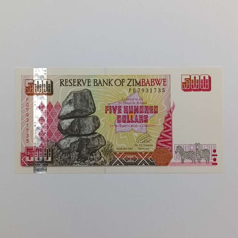 Zimbabwe $500 Harare 2001 uncirculated banknote