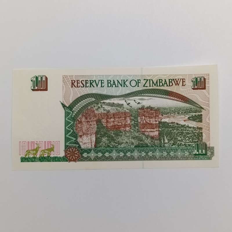 Zimbabwe $10 Harare 1997 lot of 3 uncirculated banknotes with consecutive numbers