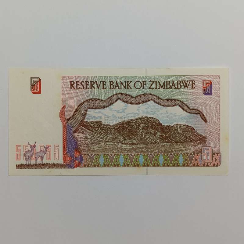 Zimbabwe $5 Harare 1997 lot of 8 banknotes with consecutive numbers