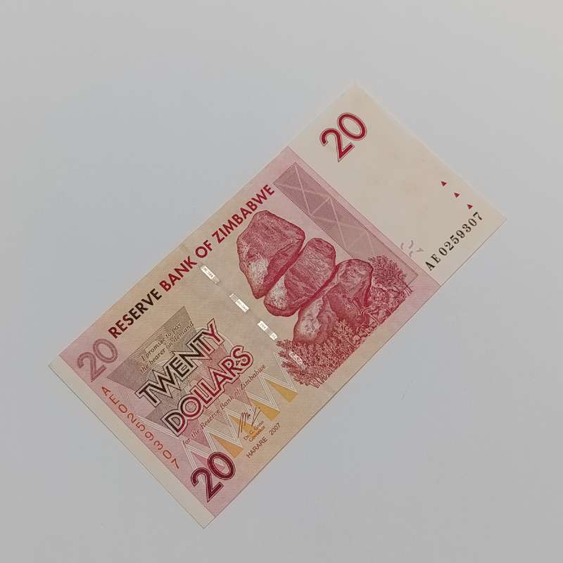 Zimbabwe $20 Harare 2007 lot of 5 banknotes with consecutive numbers - uncirculated