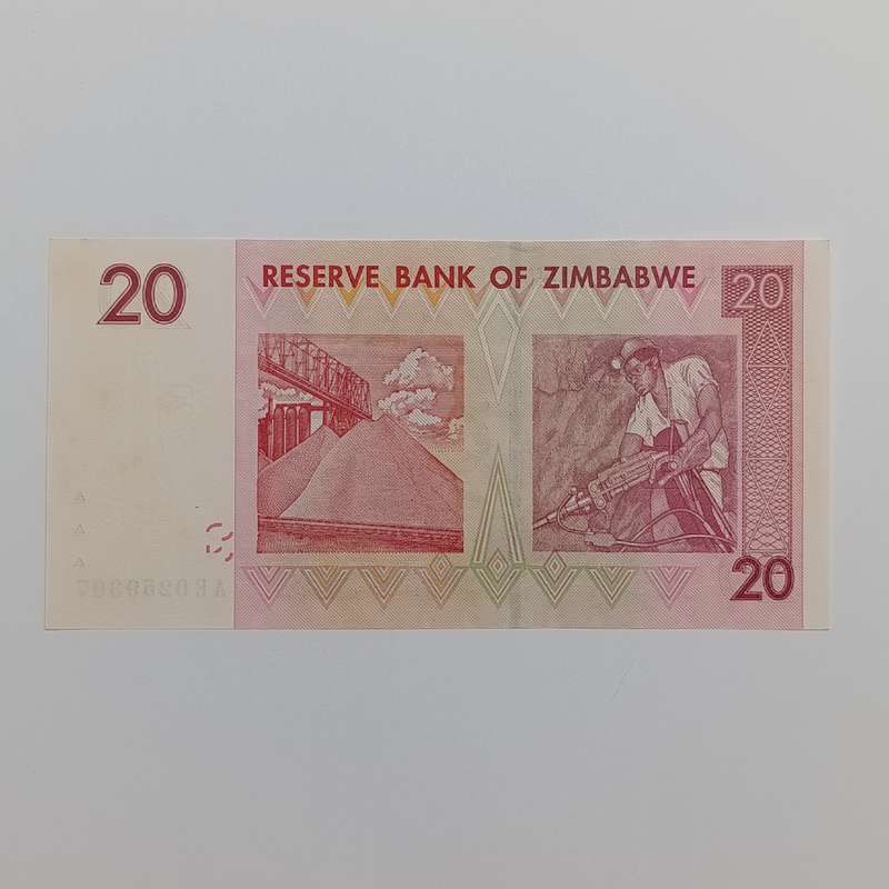 Zimbabwe $20 Harare 2007 lot of 5 banknotes with consecutive numbers - uncirculated