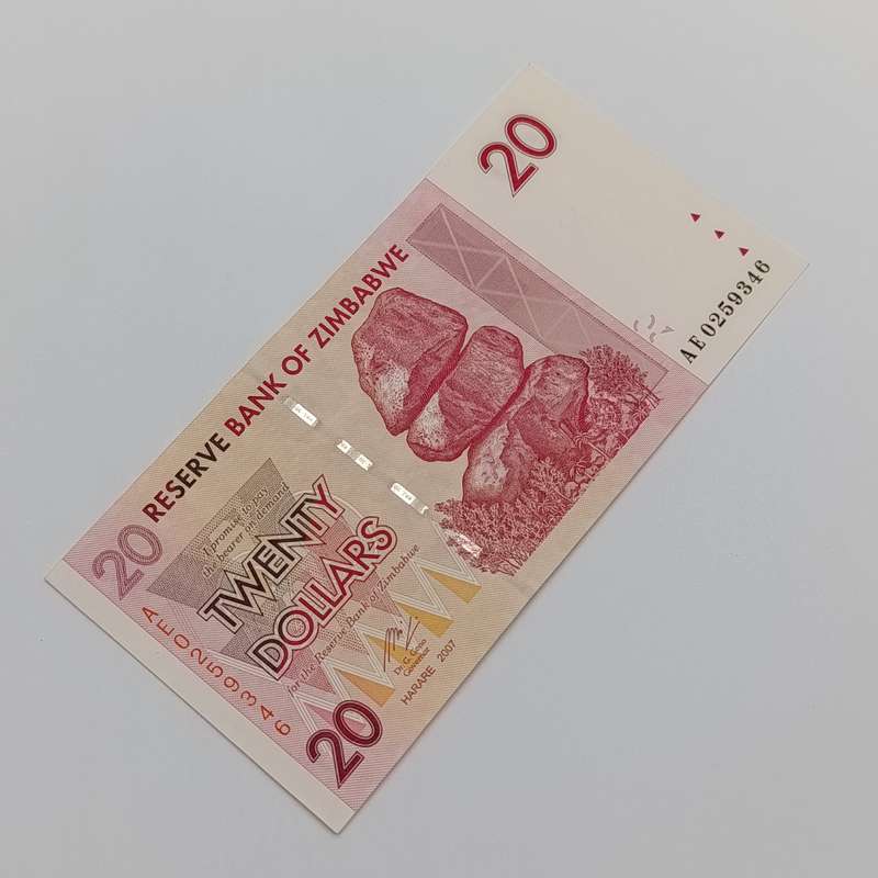 Zimbabwe $20 Harare 2007 banknotes lot of 6 uncirculated notes with consecutive numbers