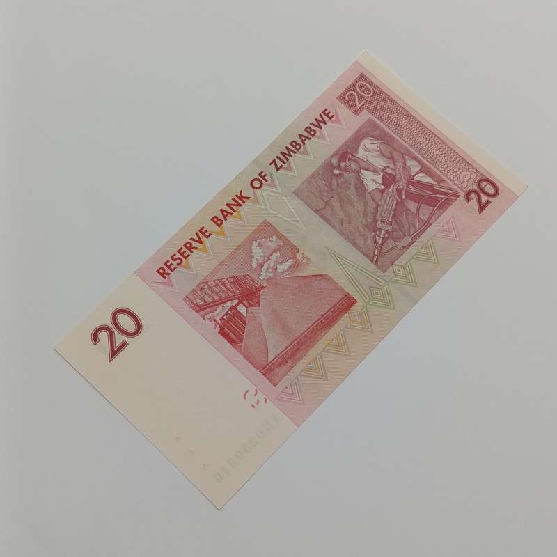 Zimbabwe $20 Harare 2007 banknotes lot of 6 uncirculated notes with consecutive numbers
