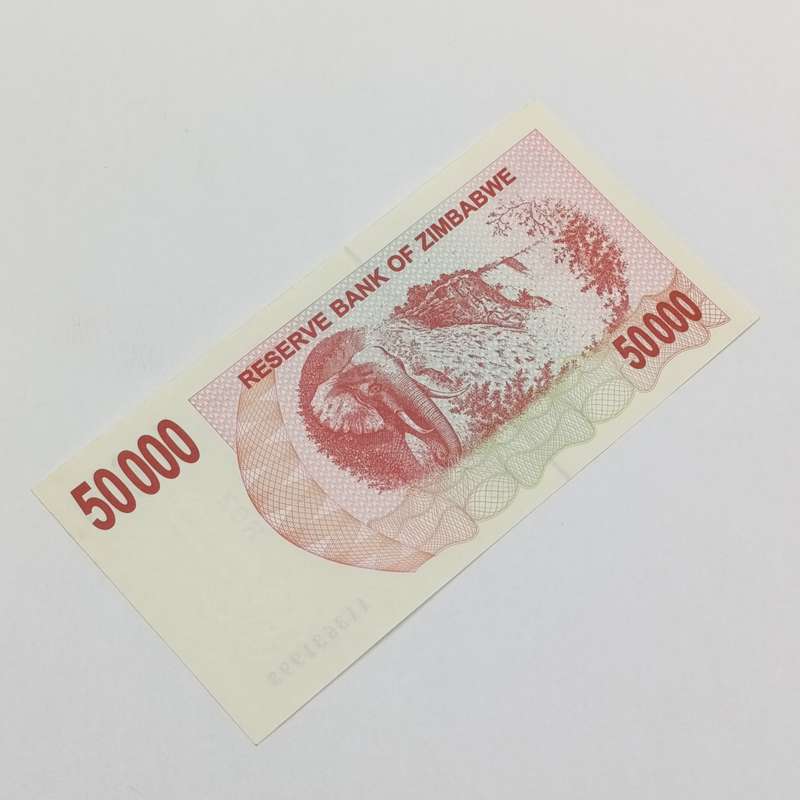 Zimbabwe $50 000 bearer cheque issued 1 March 2007 consecutive numbered uncirculated pair-AA numbers