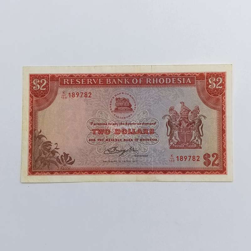 Rhodesia Two dollars banknote 15 April 1977 XF