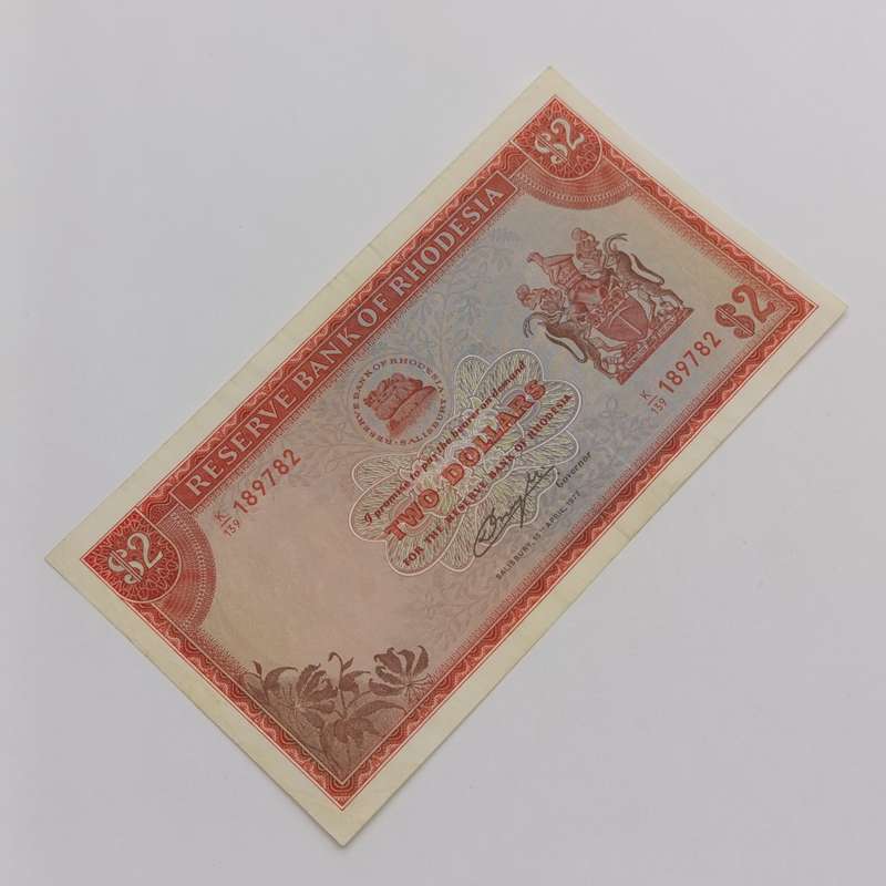 Rhodesia Two dollars banknote 15 April 1977 XF