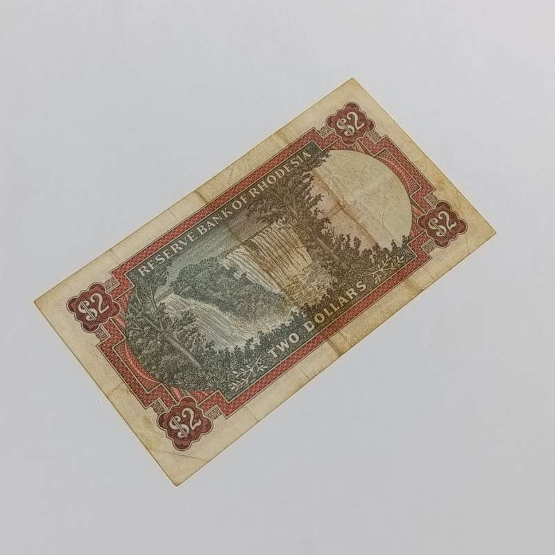 Rhodesia Two dollars banknote 5 August 1977 used and folded