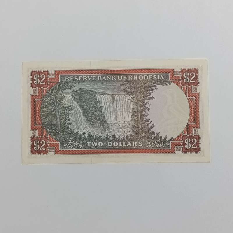 Rhodesia Two dollars banknote 10 April 1979 AU bird watermark