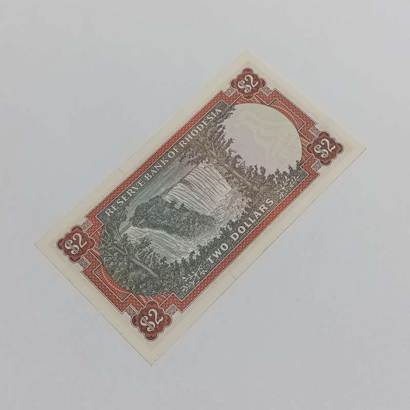 Rhodesia Two dollars banknote 10 April 1979 AU bird watermark