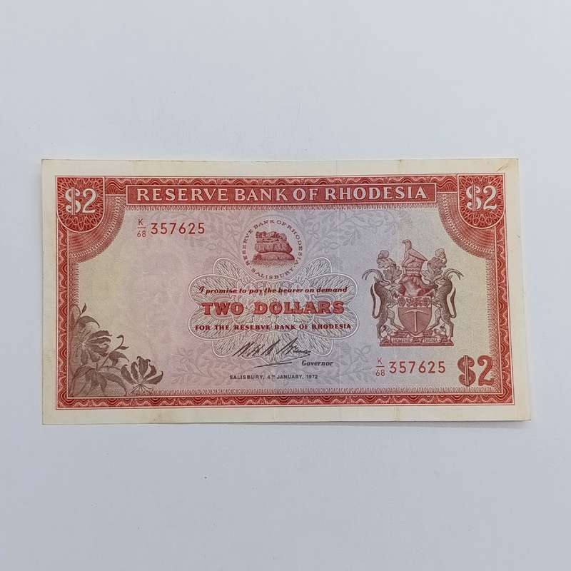 Rhodesia Two dollars banknote 4 January 1972 XF+
