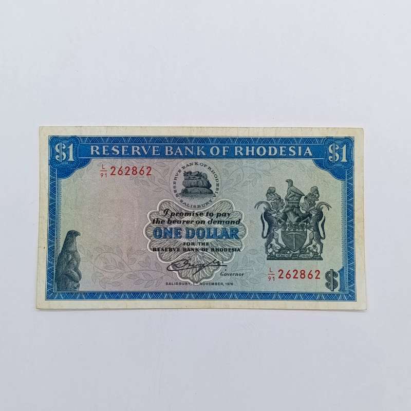 Rhodesia One dollar banknote 1 Nov 1976 - VF+