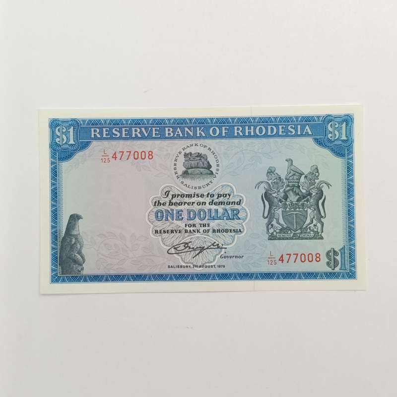 Rhodesia One dollar banknotes 2 August 1979 Pair of consecutive numbered uncirculated notes