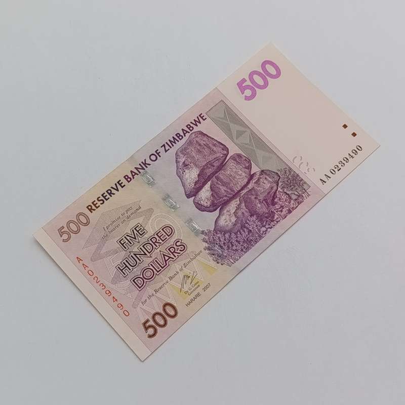 Zimbabwe $500 Harare 2007 uncirculated banknote - AA series