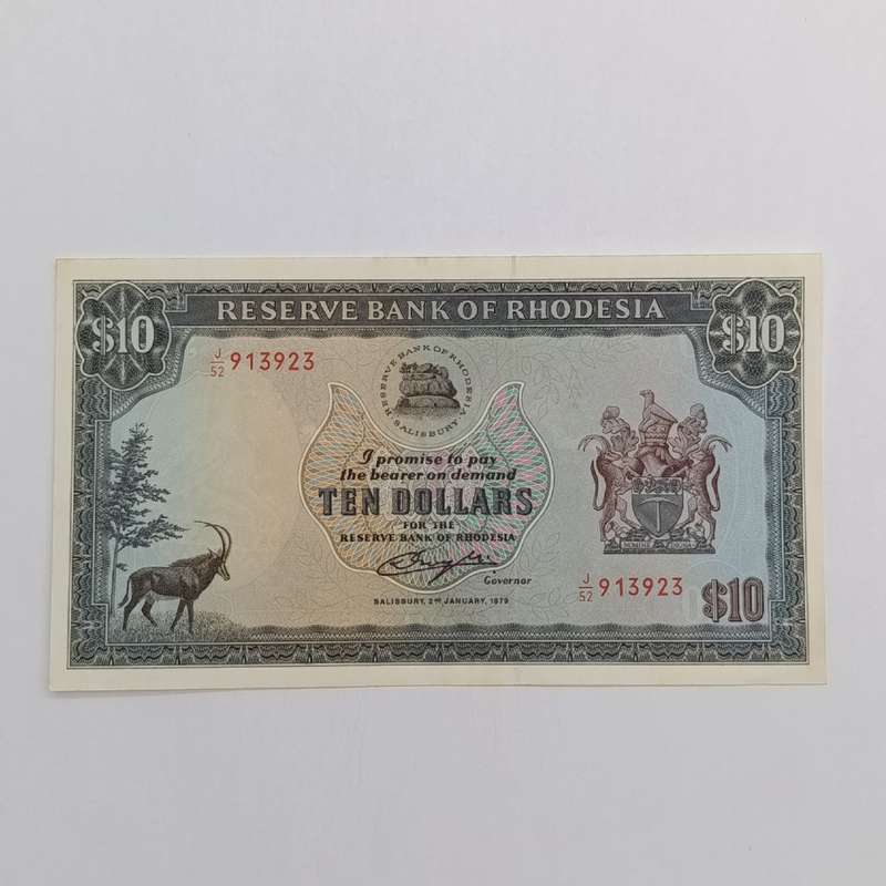 Rhodesia Ten dollars banknote 2 Jan 1979 AU condition