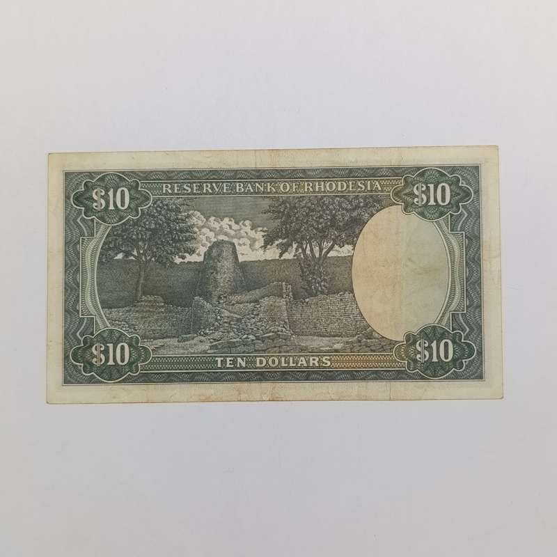 Rhodesia ten dollars banknote Salisbury 1st March 1976 VF condition