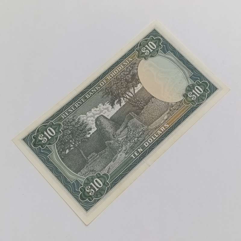 Rhodesia Ten dollars banknote 2 January 1979 very light top dents but uncirculated