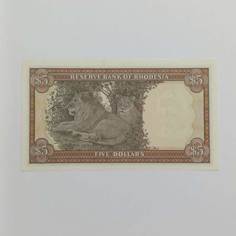 Rhodesia five dollars banknotes 20 October 1978 uncirculated pair with consecutive