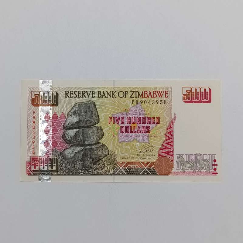 Zimbabwe $500 banknote Harare 2001 uncirculated
