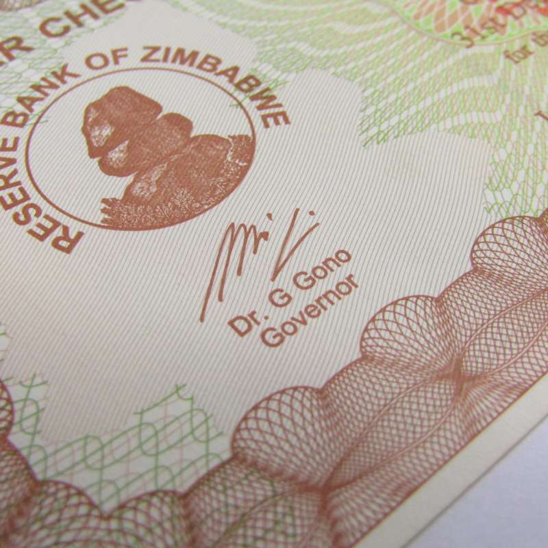 Zimbabwe $20000 Bearer Cheque issued 1 Dec 2003 - uncirculated - Rare CL proving number
