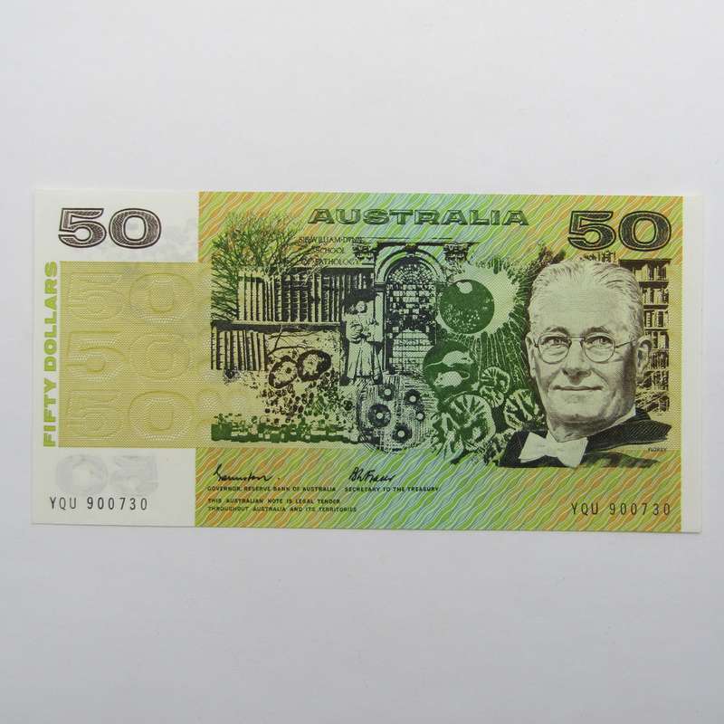 Australia 50 Dollars banknote Johnson / Fraser uncirculated - Gothic Serial Number