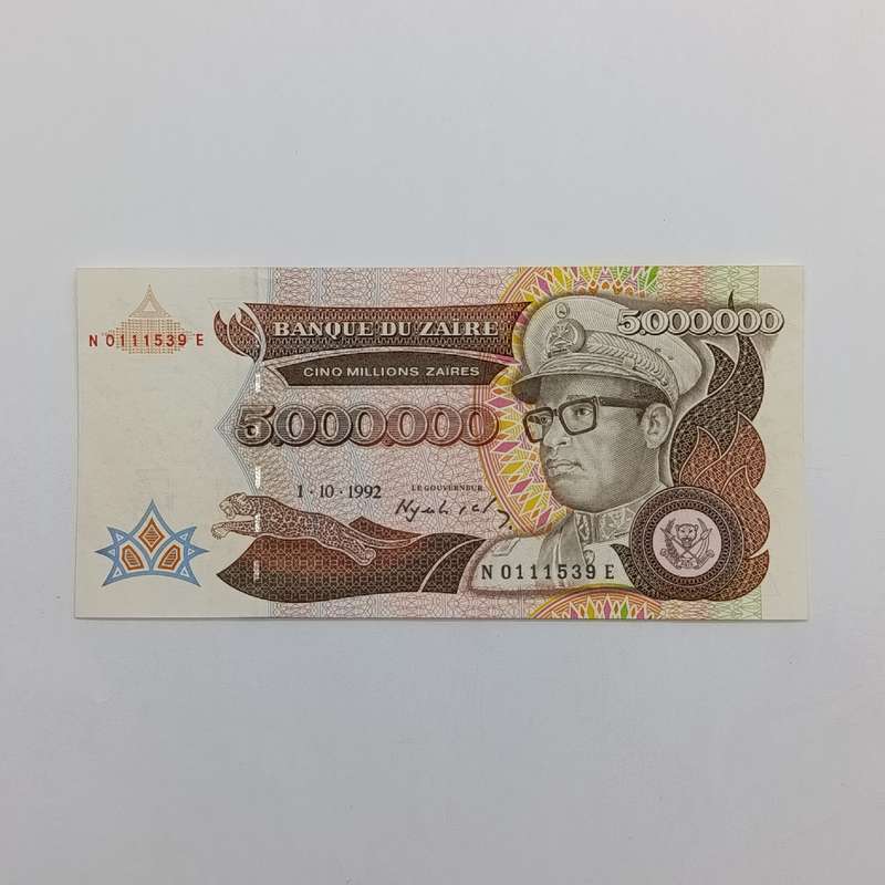 Zaire 5 000 000 Zaires banknote 1992 uncirculated