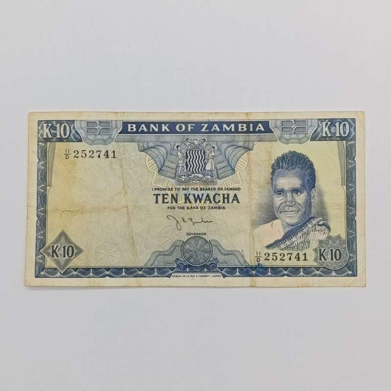 Zambia 10 Kwacha 1969 JB zulu signature