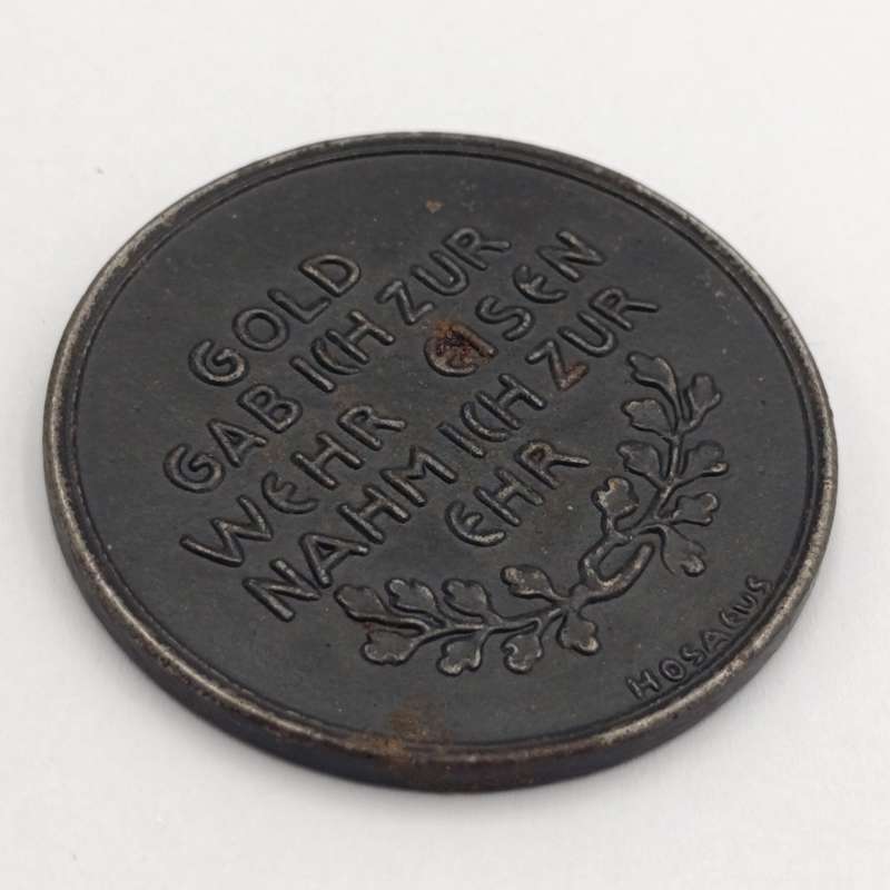 WW1 funding German medallion "I gave gold for defence and took iron for honor" rarely seen