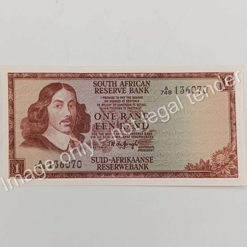 1972 TW de Jongh large R1 - uncirculated springbok watermark