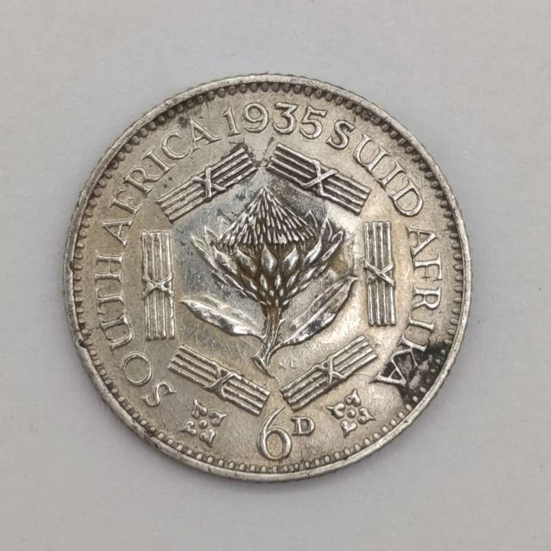 South Africa 1935 sixpence - excellent details