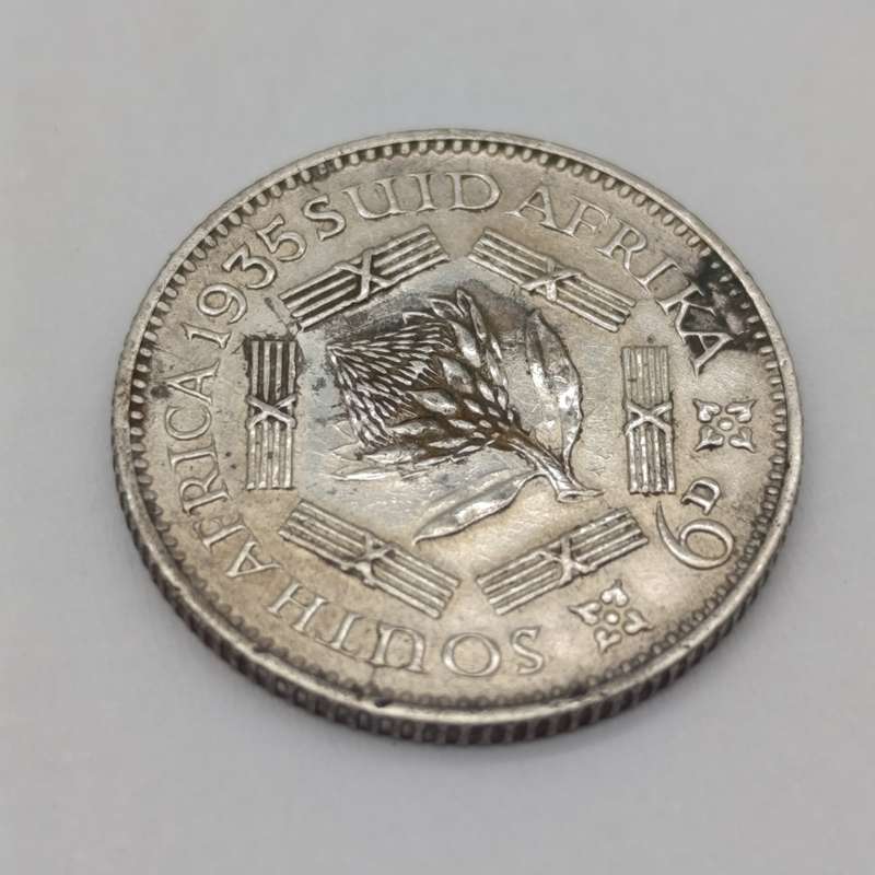 South Africa 1935 sixpence - excellent details