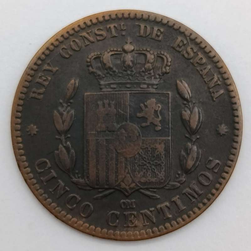 Spain 1879 Copper 5 Centimos