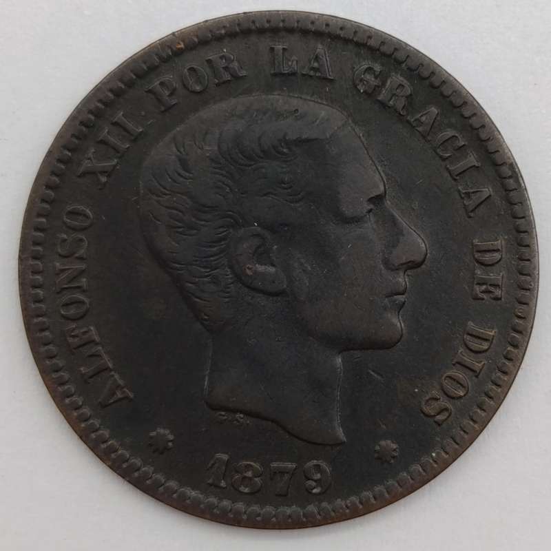 Spain 1879 Copper 5 Centimos