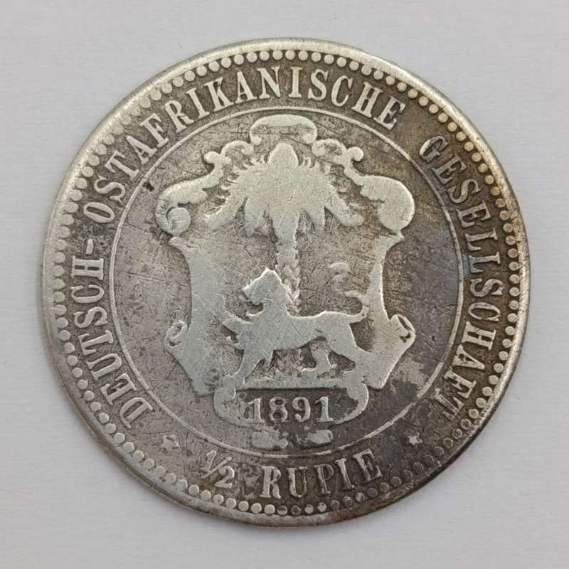 German East Africa 1891 half Rupie low mintage