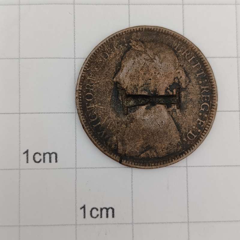 1837 Great Britain half penny with overstamped "P" and "I"