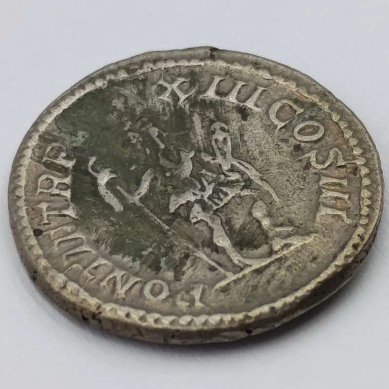 Ancient Roman silver Denarius featuring Caracalla and Virtus - circa 206 AD