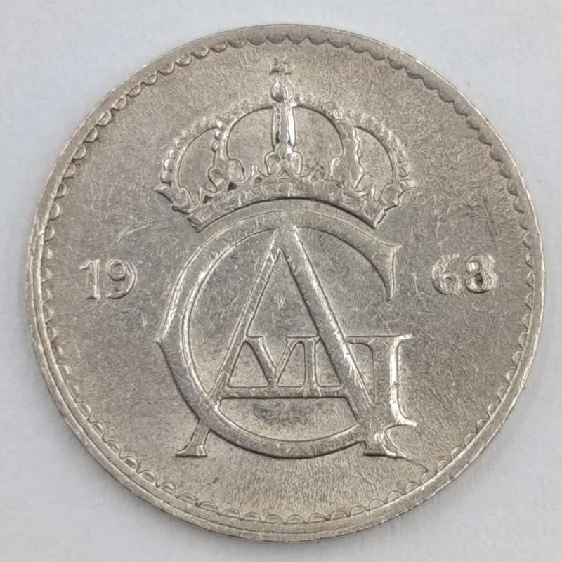 1968 Sweden 10 öre with double struck "8" in date