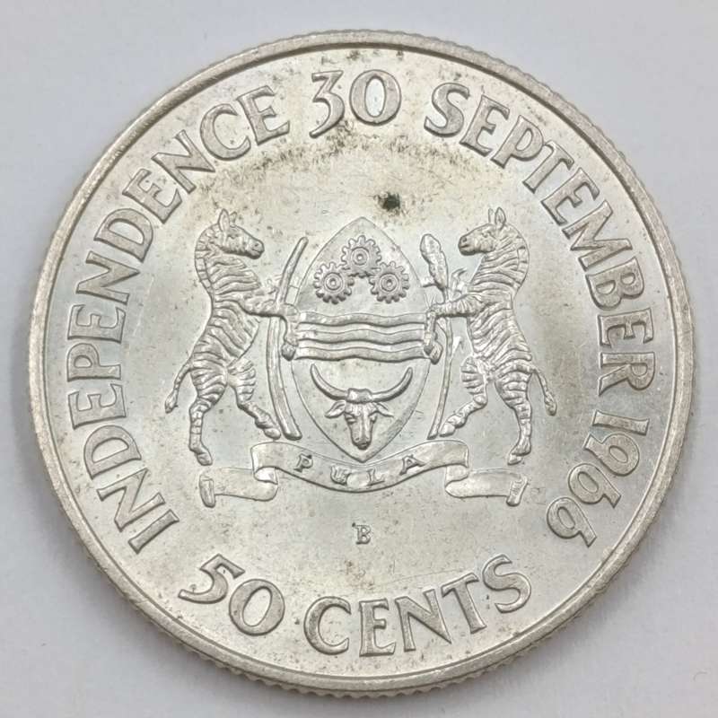 1966 Botswanna independance silver 50 cent - low mintage of 40,000 - non-circulating coin