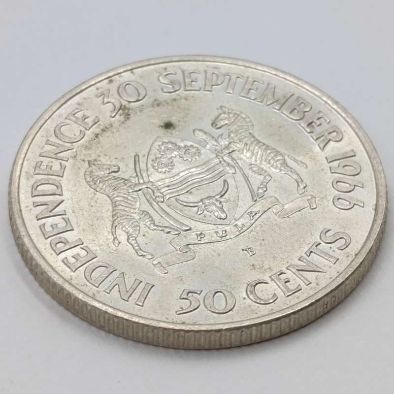 1966 Botswanna independance silver 50 cent - low mintage of 40,000 - non-circulating coin