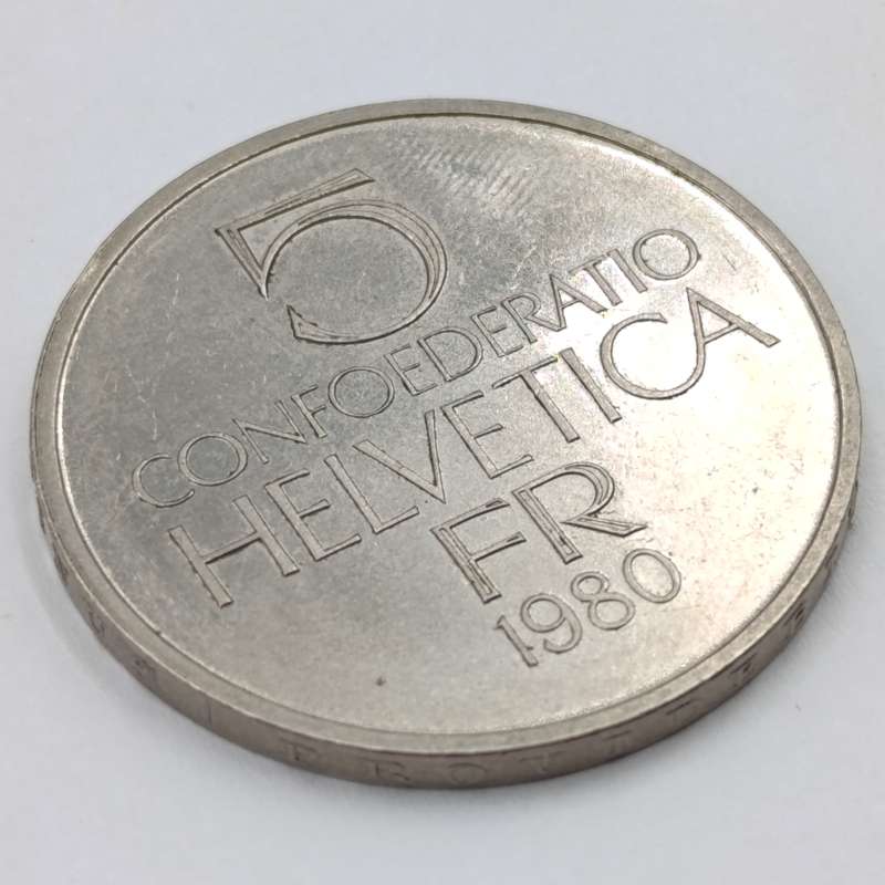 1980 Switzerland 5 Francs commemorative non-circulating coin- Ferdinand Modler - with edge lettering